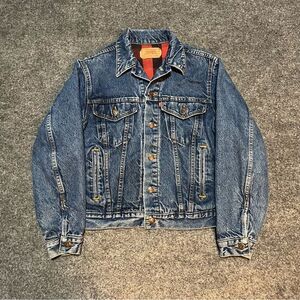Vintage Levi’s Plaid Flannel Lined Trucker Denim Jacket 70411